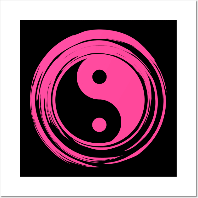 Hot Pink Color Yin Yang Symbol For Balance Wall Art by Pattern Plans